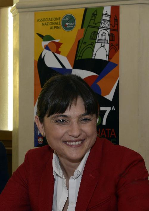 Debora Serracchiani (Presidente Friuli Venezia Giulia) alla conferenza stampa di presentazione dell'ottantasettesima Adunata nazionale degli Alpini (Pordenone 9, 10 e 11 maggio 2014) - Pordenone 10/04/2014