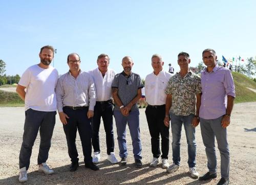 Il vicegovernatore Mario Anzil con (da sin.) Emanuele Bazzo sindaco di Rivignano Teor, Giorgio Brandolin presidente Coni FVG, Stefano Bandolin presidente comitato FCI FVG, Michele Zamparo presidente A.S.D 48erre BMX Team, Giovanni D’Orlando assessore allo sport  Rivignano Teor