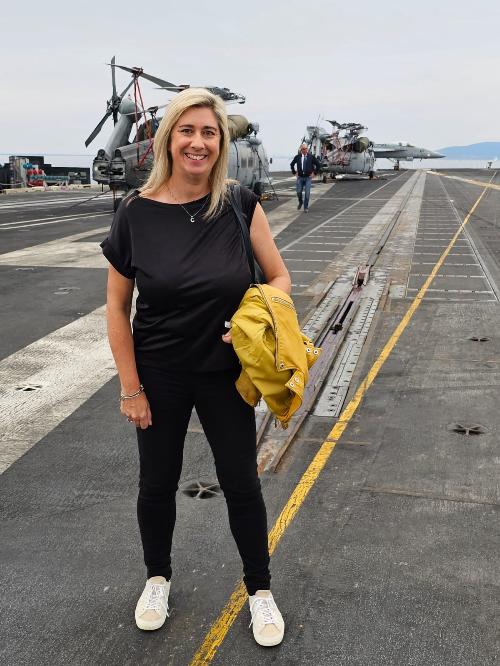 L'assessore regionale Cristina Amirante in visita alla portaerei della Marina Usa "Gerald Ford"  ormeggiata al porto di Trieste