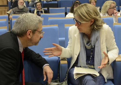 Furio Honsell (Sindaco Udine) e Maria Sandra Telesca (Assessore regionale Politiche sociali e Famiglia) al convegno "Famiglia FVG. Con le famiglie, per le famiglie. L'associazionismo familiare in FVG", nell'Auditorium della Regione FVG - Udine 05/06/2014