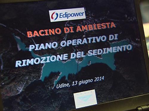 Illustrazione del Piano operativo di rimozione del sedimento nel Bacino di Ambiesta - Udine 13/06/2014