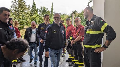 L'assessore regionale alla Salute, con delega alla Protezione Civile, Riccardo Riccardi, all'esercitazione di Osoppo