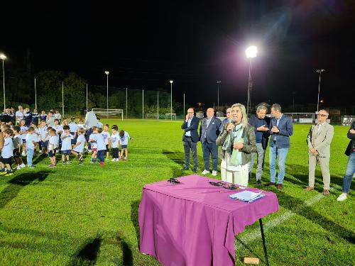 L'intervento dell'assessore regionale Crisitna Amirante durante la cerimonia di presentazione delle squadre del Torre Calcio