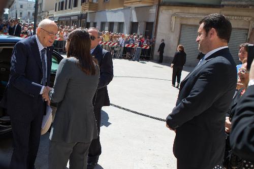 Debora Serracchiani (Presidente Regione Friuli Venezia Giulia) accoglie Giorgio Napolitano (Presidente Repubblica Italiana) - Monfalcone 06/07/2014
