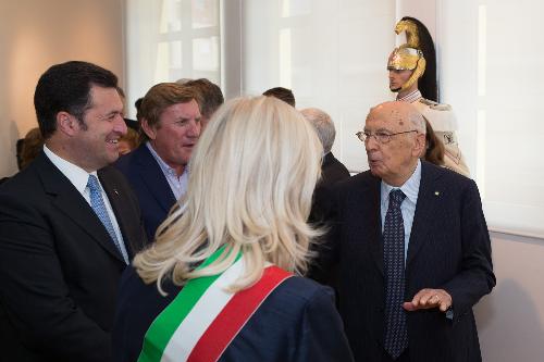 Giorgio Napolitano (Presidente Repubblica Italiana) con Franco Iacop (Presidente Consiglio regionale) e Silvia Altran (Sindaco Monfalcone) - Monfalcone 06/07/2014