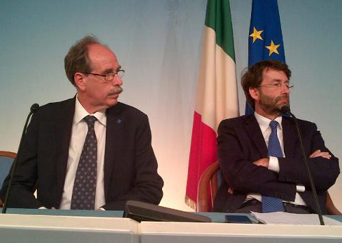 Gianni Torrenti (Assessore Cultura Regione Friuli Venezia Giulia) e Dario Franceschini (Ministro Beni e Attività Culturali e Turismo) in una foto d'archivio