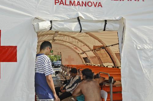 Centro di prima accoglienza per i profughi allestito dalla Croce Rossa Italiana (CRI) – Palmanova 12/08/2014
