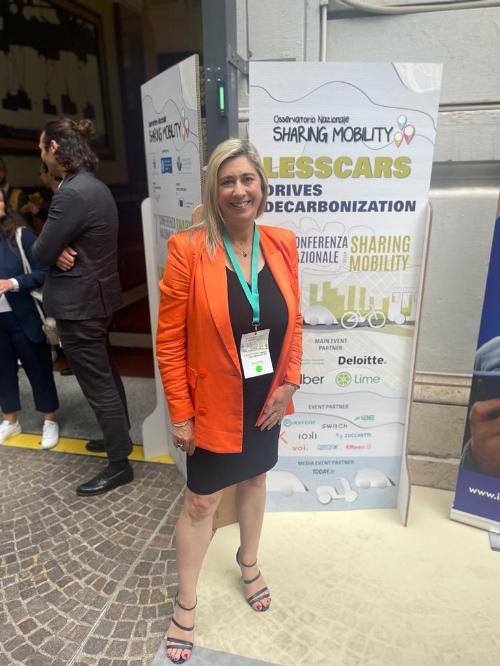 L'assessore regionale alle Infrastrutture Cristina Amirante alla Conferenza nazionale sulla sharing mobility a Roma