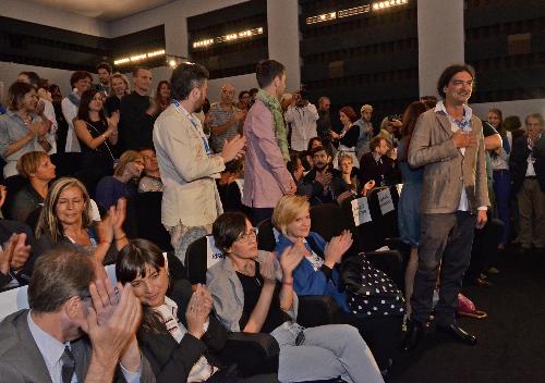Il regista Ivan Gergolet applaudito dopo la proiezione del suo film "Dancing with Maria", alla LXXI Mostra internazionale d'Arte cinematografica - Venezia 01/09/2014