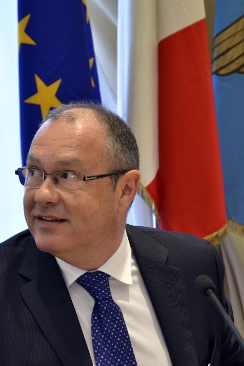 Lorenzo Pozza (Presidente Insiel S.p.A.) in conferenza stampa sull'avanzamento del Programma ERMES - Trieste 02/09/2014