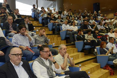 Platea al seminario "Costruire ai tempi del Patto di stabilità" sulle semplificazioni edilizie introdotte dalla legge regionale 13/2014, nell'Auditorium della Regione FVG - Udine 10/09/2014