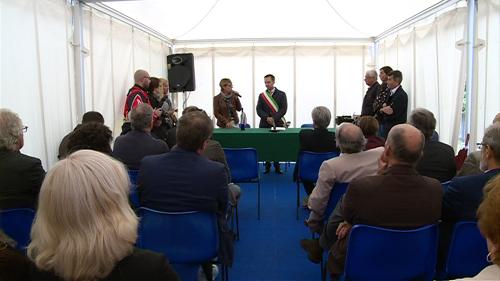 Maria Sandra Telesca (Assessore regionale Salute) e Luca Fanotto (Sindaco Lignano Sabbiadoro) alla cerimonia di posa della prima pietra del Punto di primo soccorso - Lignano Sabbiadoro 11/09/2014