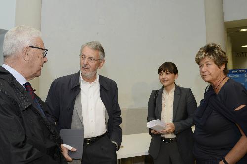 Sergio Bartole (Costituzionalista), Franco Belci (Segretario generale CGIL FVG), Debora Serracchiani (Presidente Regione Friuli Venezia Giulia) e Susanna Camusso (Segretario generale CGIL) in occasione della tavola rotonda "Le nuove prospettive dell'autonomia", organizzata dalla CGIL alla Scuola Superiore di Lingue Moderne - Trieste 12/09/2014