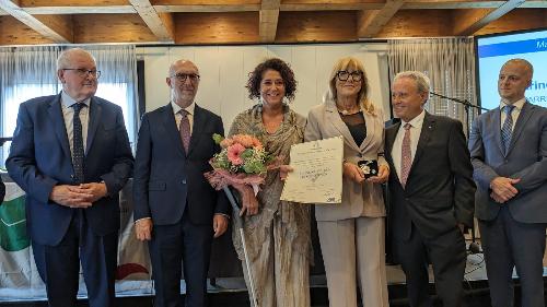 L'assessore regionale Riccardo Riccardi (secondo da sinistra) alla festa del Pensionato di Tricesimo