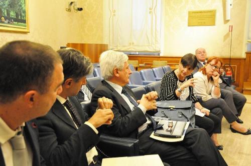 Debora Serracchiani (Presidente Regione Friuli Venezia Giulia) all'incontro per la ratifica della Carta europea delle Lingue minoritarie, con Francesco Palermo (Senatore) e una delegazione friulana, in Senato - Roma 16/09/2014