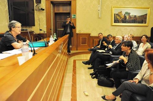 Silvana Schiavi Fachin (Delegata Comitato 482 Rapporti con Parlamento ) e Debora Serracchiani (Presidente Regione Friuli Venezia Giulia) all'incontro per la ratifica della Carta europea delle Lingue minoritarie, con Francesco Palermo (Senatore) e una delegazione friulana, in Senato - Roma 16/09/2014