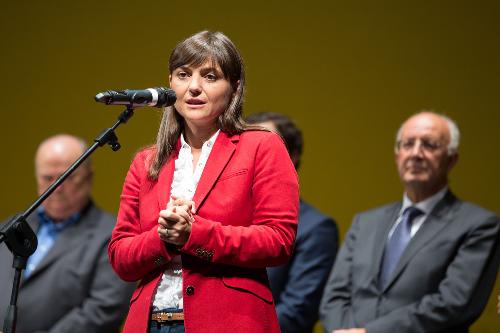 Debora Serracchiani (Presidente Regione Friuli Venezia Giulia) interviene all'inaugurazione della XV edizione di Pordenonelegge, al Teatro Giuseppe Verdi - Pordenone 17/09/2014