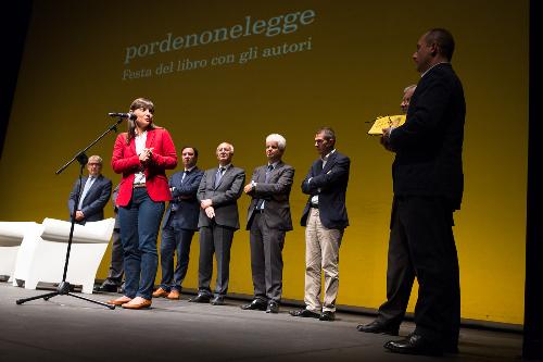 Debora Serracchiani (Presidente Regione Friuli Venezia Giulia) interviene all'inaugurazione della XV edizione di Pordenonelegge, al Teatro Giuseppe Verdi - Pordenone 17/09/2014