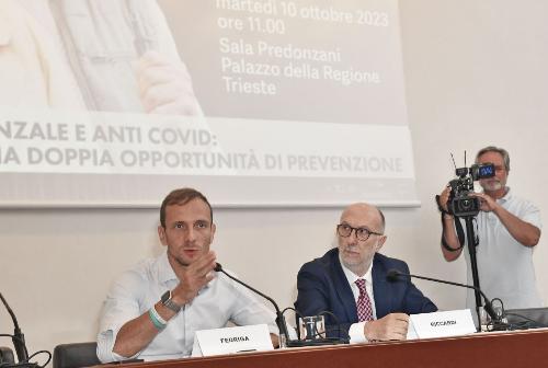 Un momento della conferenza stampa di presentazione di "Proteggiamoci!", le strategie per la campagna antinfluenzale e anti Covid 2023-2024.