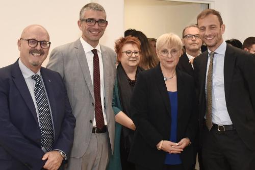Il governatore del Friuli Venezia Giulia Massimiliano Fedriga (primo a destra) insieme alla Presidente della Repubblica di Slovenia Nataša Pirc Musar. Da sinistra nella foto anche gli assessori al Patrimonio Sebastiano Callari e alle Autonomie locali Pierpaolo Roberti.