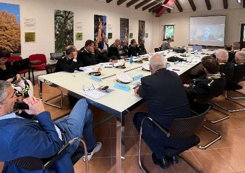 L'assessore regionale alla Sicurezza Pierpasolo Roberti all'incontro con i comandanti delle Polizie locali e il Procuratore della Repubblica presso il Tribunale per i minori di Trieste