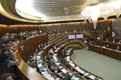 L'Aula del Consiglio regionale durante il terzo giorno di discussione del ddl della Riforma del Servizio Sanitario Regionale (SSR) del Friuli Venezia Giulia - Trieste 02/10/2014