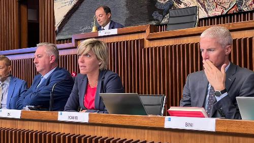 L'assessore regionale alle Finanze Barbara Zilli nel corso del suo intervento in I Commissione 