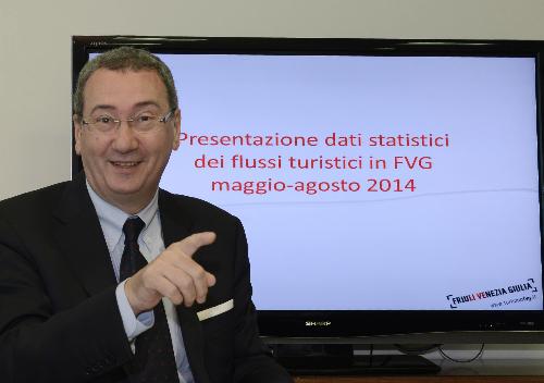 Sergio Bolzonello (Vicepresidente Regione FVG e assessore regionale Attività produttive) alla presentazione dei dati statistici dei flussi turistici in Friuli Venezia Giulia nel periodo maggio-agosto 2014 - Udine 07/10/2014