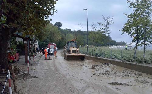 La zona della casa colpita da una frana causata dal maltempo, sulla strada per Lazzaretto - Muggia (TS) 15/10/2014