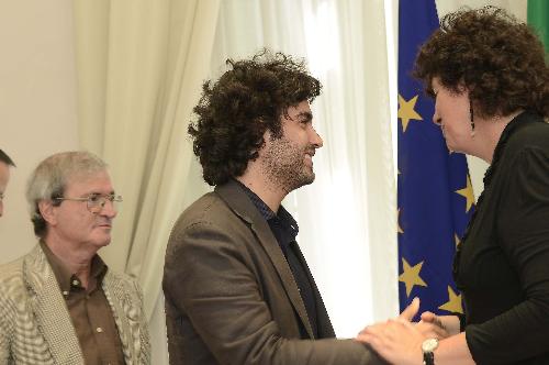 Franco Codega (Consigliere regionale), Federico Angelo Pirone (Assessore Cultura Comune Udine) e Loredana Panariti (Assessore regionale Politiche giovanili) alla sottoscrizione del Protocollo d'intesa con l'Ufficio Scolastico Regionale (USR) e i rappresentanti nazionali e territoriali degli Enti locali per la Pace e i Diritti umani – Trieste 14/10/2014