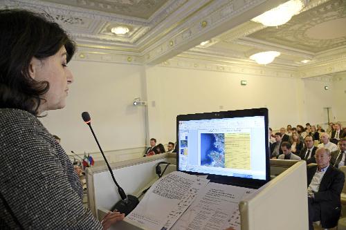 Mariagrazia Santoro (Assessore regionale Infrastrutture) alla presentazione dei risultati finali del Progetto di Cooperazione transfrontaliera "Adria A. Accessibilità e sviluppo per il ri-lancio dell'area dell'Adriatico interno" (Programma Italia-Slovenia 2007-2013), al Savoia Excelsior Palace - Trieste 23/10/2014