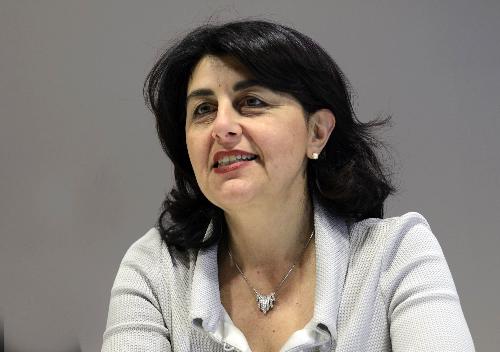 Mariagrazia Santoro (Assessore regionale Mobilità) alla conferenza stampa di presentazione del Bando europeo per il Trasporto Pubblico Locale (TPL) su gomma e marittimo - Udine 27/10/2014