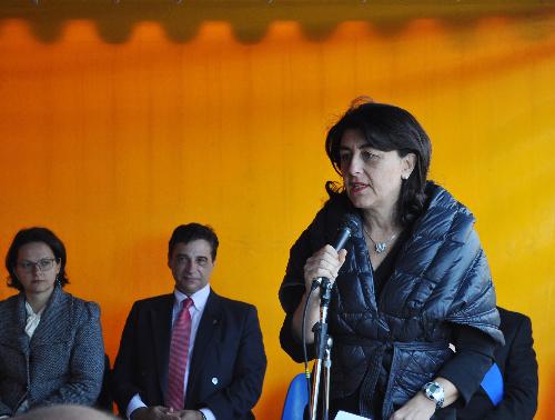 Mariagrazia Santoro (Assessore Regione FVG) interviene alla cerimonia di commemorazione delle vittime del Campo di Concentramento della Seconda Guerra mondiale - Gonars 01/11/2014