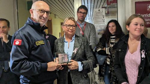 L'assessore regionale con delega alla Salute del Friuli Venezia Giulia Riccardo Riccardi intervenuto nel padiglione principale del presidio ospedaliero dell'Ospedale Santa Maria della Misericordia di Udine per l’inaugurazione della "sala rosa".
