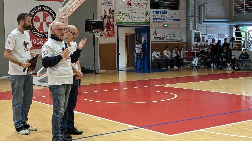L'assessore alla Disabilità del Friuli Venezia Giulia Riccardo Riccardi negli spazi del palazzetto dello sport di Codroipo, in occasione della presentazione dell'annata 2023-2024 dell'Associazione dilettantistica pallacanestro (Adp) Codroipo Academy.