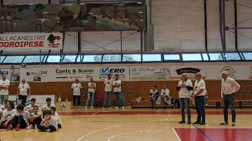 L'assessore alla Disabilità del Friuli Venezia Giulia Riccardo Riccardi negli spazi del palazzetto dello sport di Codroipo, in occasione della presentazione dell'annata 2023-2024 dell'Associazione dilettantistica pallacanestro (Adp) Codroipo Academy.