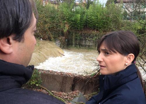 Alberto Comand (Sindaco Mortegliano) e Debora Serracchiani (Presidente Regione Friuli Venezia Giulia) in sopralluogo sulle sponde del Cormor - Mortegliano 12/11/2014