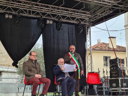 Il vicegovernatore Mario Anzil alla chiusura della Fiera di San Simone a Codroipo e del progetto 'Celiberti a Codroipo'