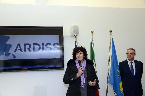Loredana Panariti (Assessore regionale Istruzione) e Maurizio Fermeglia (Rettore Università Trieste) all'inaugurazione della Casa dello Studente "E1" - Trieste 11/12/2014