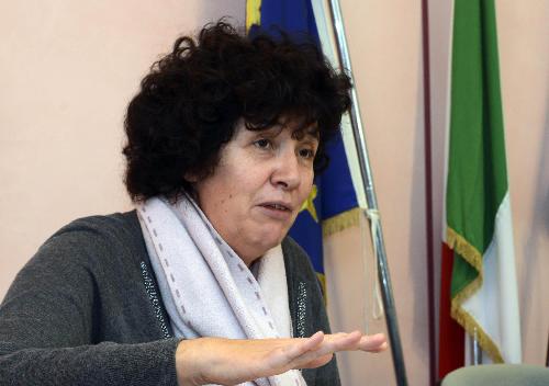 Loredana Panariti (Assessore regionale Lavoro e Formazione) alla conferenza stampa d'illustrazione dei riflessi della Finanziaria regionale 2015 per la provincia di Gorizia - Gorizia 20/12/2014