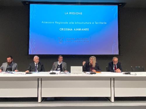 Il tavolo dei relatori del convegno svoltosi nella sede di Interporto Pordenone