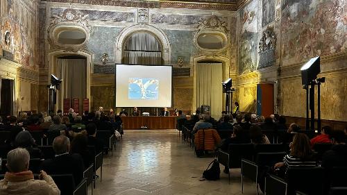 Il Salone del Parlamento nel Castello di Udine dove si è tenuta la presentazione della mostra sui Pittori del '700 in Fvg alla quale ha preso parte anche il vicegovernatore della Regione Mario Anzil