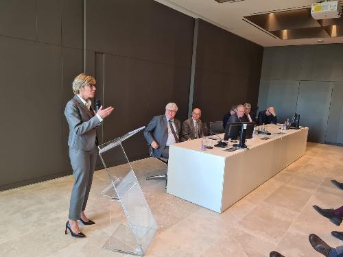 L'intervento dell'assessore regionale alle Finanze Barbara Zilli all'inaugurazione della nuova sede della Fondazione Friuli a Udine.
