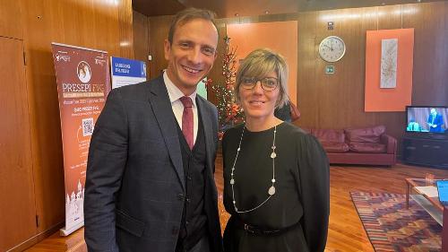 Il governatore del Friuli Venezia Giulia, Massimiliano Fedriga, con l'assessore regionale alle Finanze, Barbara Zilli.