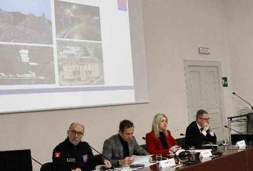 Un momento della conferenza stampa sul piano dei ristori per le emergenze meteo di luglio e agosto 2023