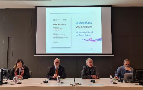 L'assessore regionale alla Salute Riccardo Riccardi alla presentazione del bando Welfare nella sede della Fondazione Friuli di Udine 