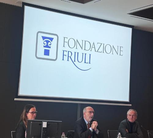 Riccardi con Nieddu e il presidente della Fondazione Friuli Giuseppe Morandini