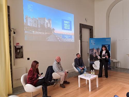 Una fase dell'incontro svoltosi a palazzo Giureconsulti di Milanop in occasione della rassegna "Meet Friuli Venezia Giulia - Fuori Bit 2024"