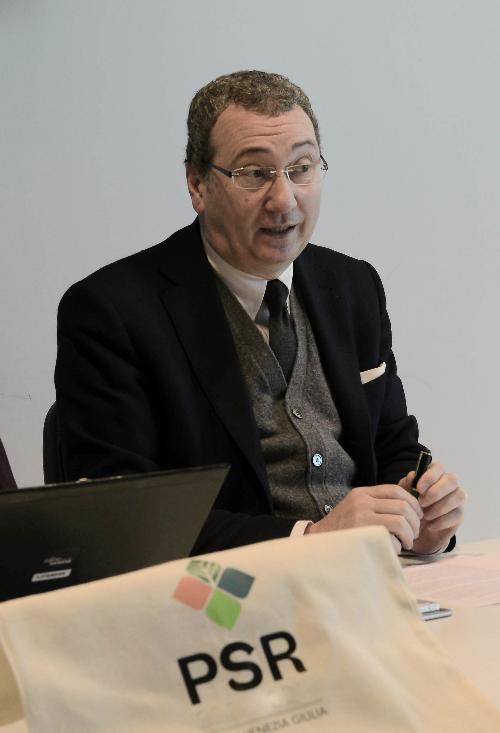 Sergio Bolzonello (Vicepresidente Regione FVG e assessore Risorse agricole e forestali) alla conferenza stampa di presentazione dei dati di spesa del Piano di Sviluppo Rurale (PSR) 2007-2013, del PSR 2014 e delle previsioni della Programmazione 2014-2020 sul PSR - Udine 12/01/2015