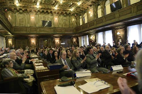 La cerimonia per i 115 anni dell'Università Popolare di Trieste, con seduta solenne del Consiglio di Amministrazione, nella Sala del Consiglio comunale - Trieste 15/01/2015